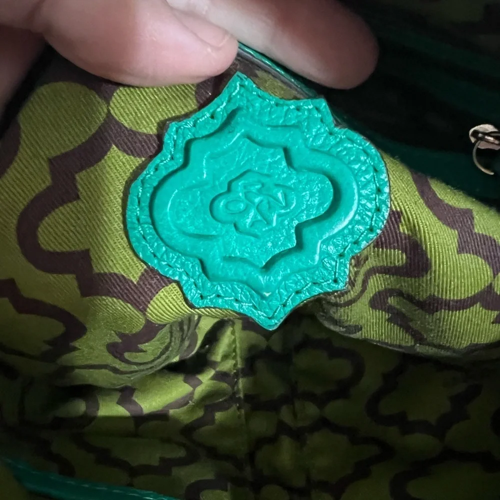 orYANY Green Pebbled Leather Medium Shoulder Bag